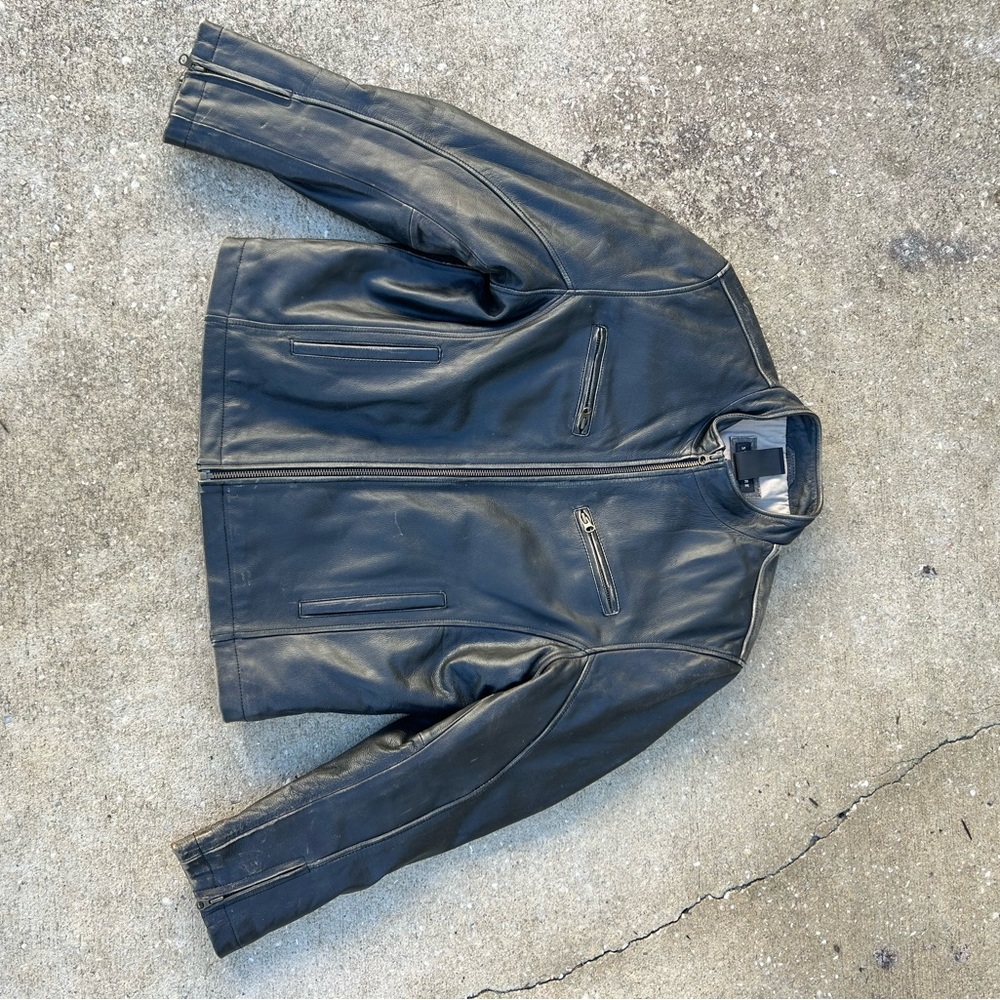 Vintage structure leather jacket